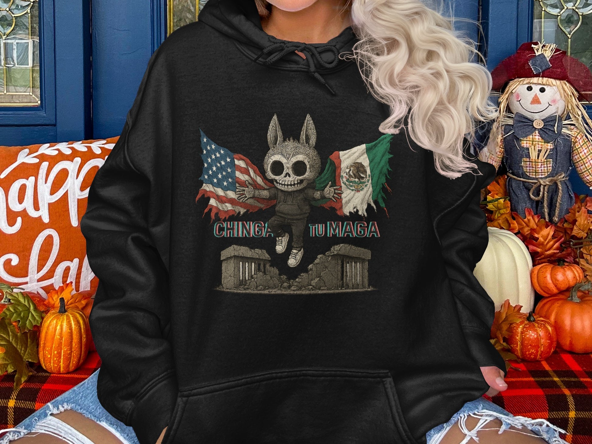 Halloween Inspired Distressed Skull Hoodie product