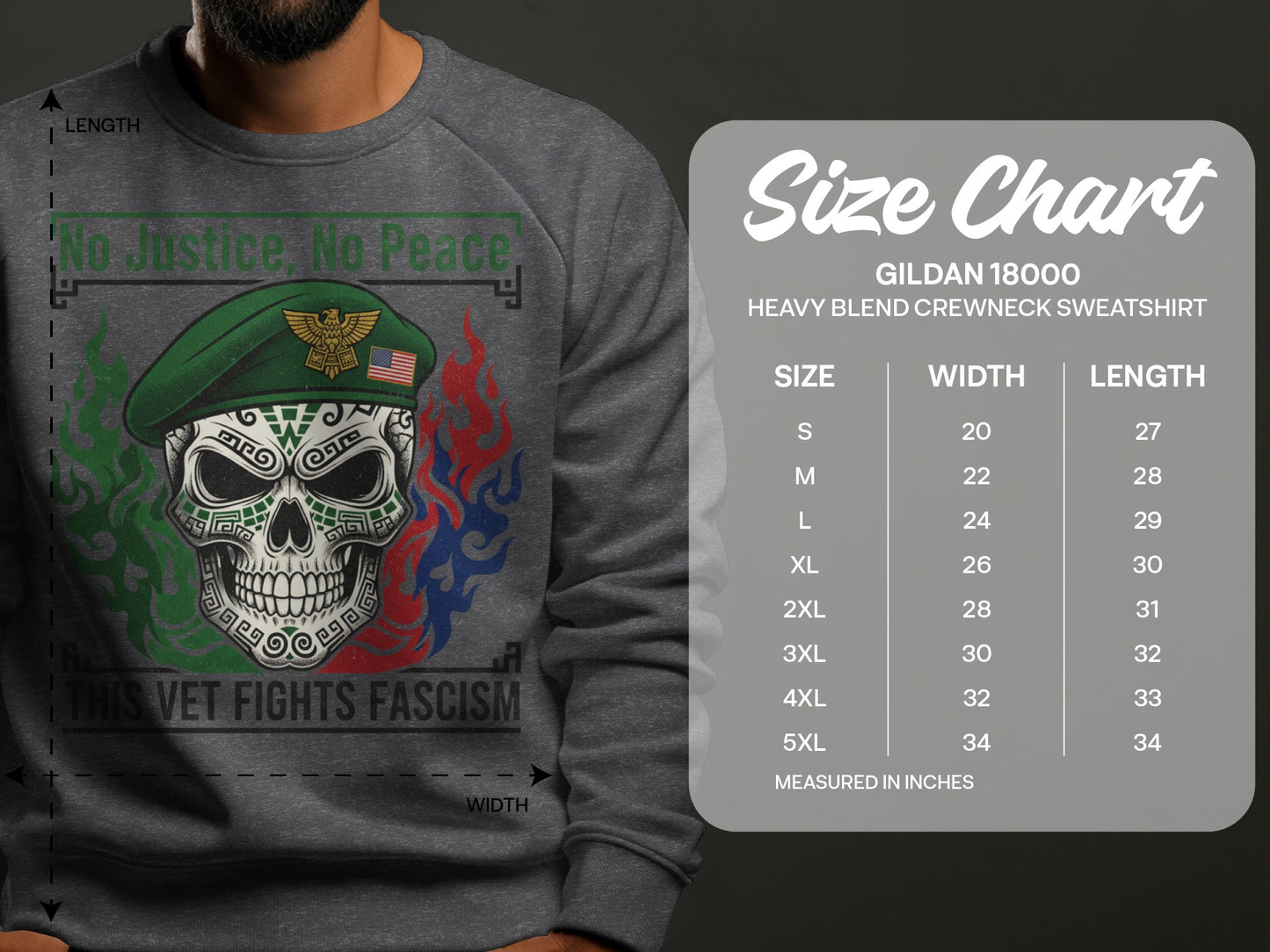 No Justice No Peace Skull Crewneck Sweatshirt