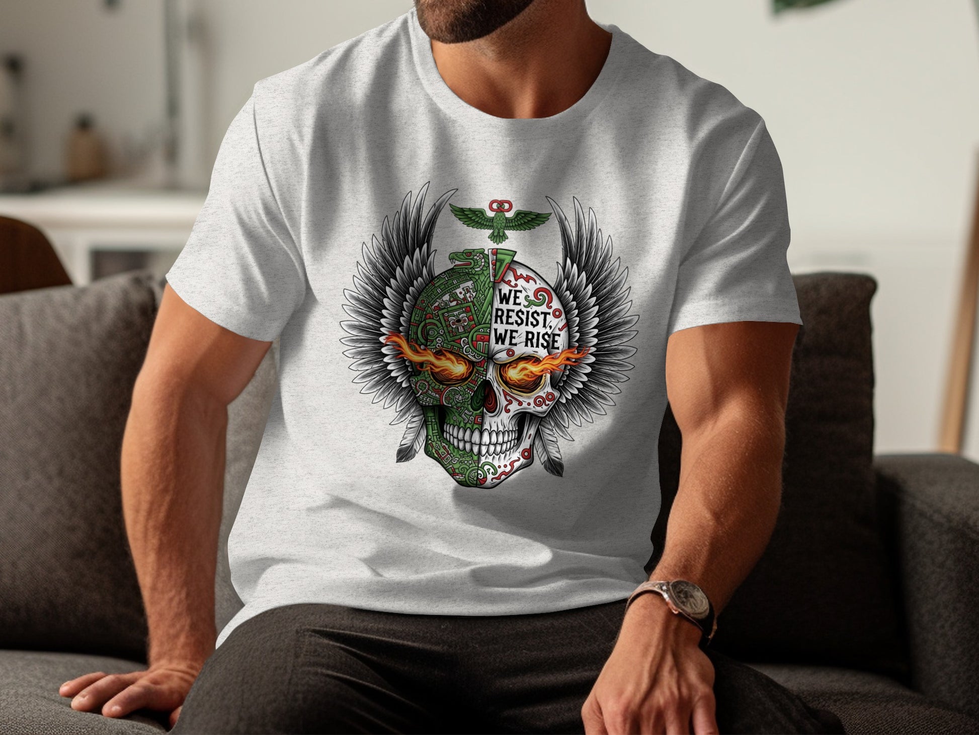 Resistance and Rise Intricate Skull Winged T-Shirt product