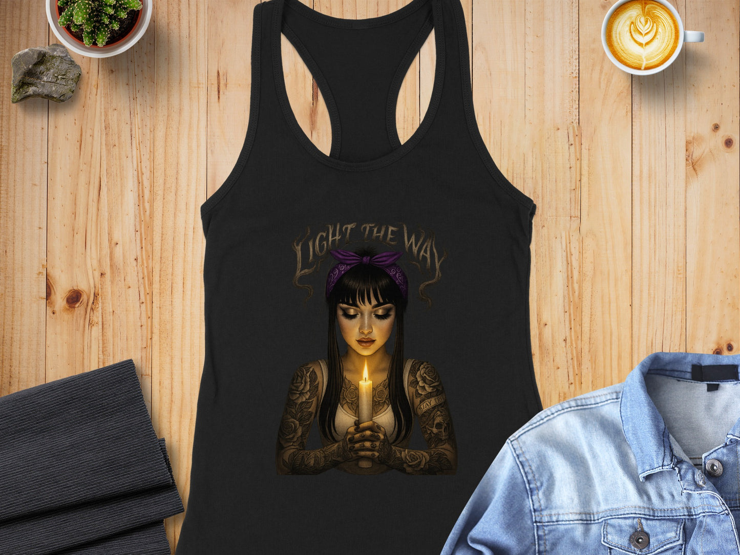 Light the Way Woman Holding Candle Tank Top