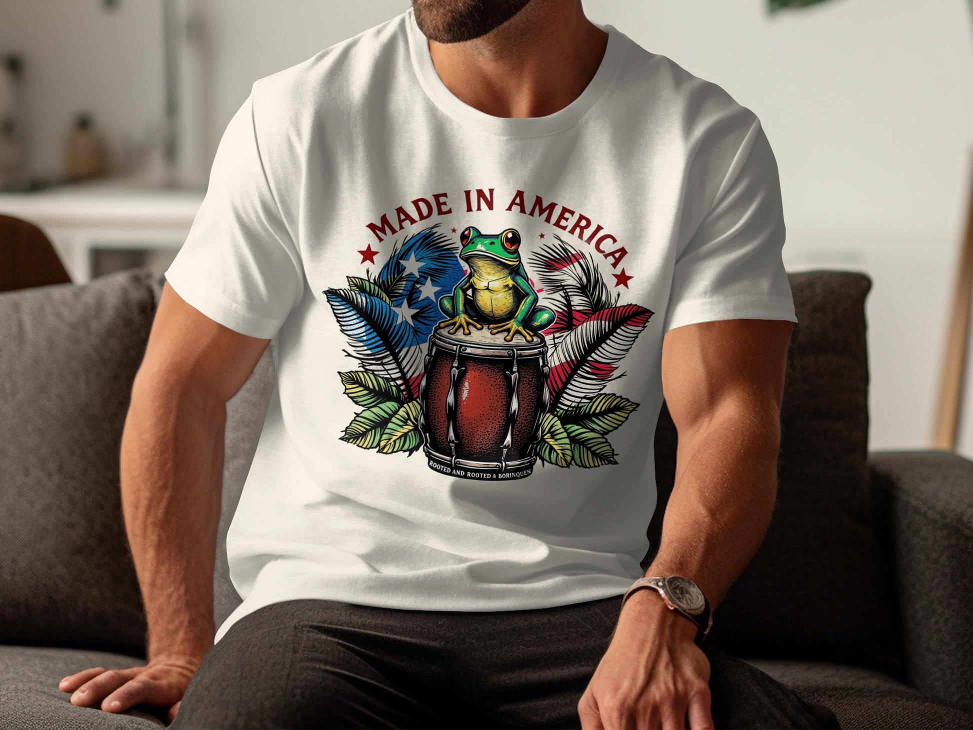 Made In America Frog Playing Bongos T-shirt product