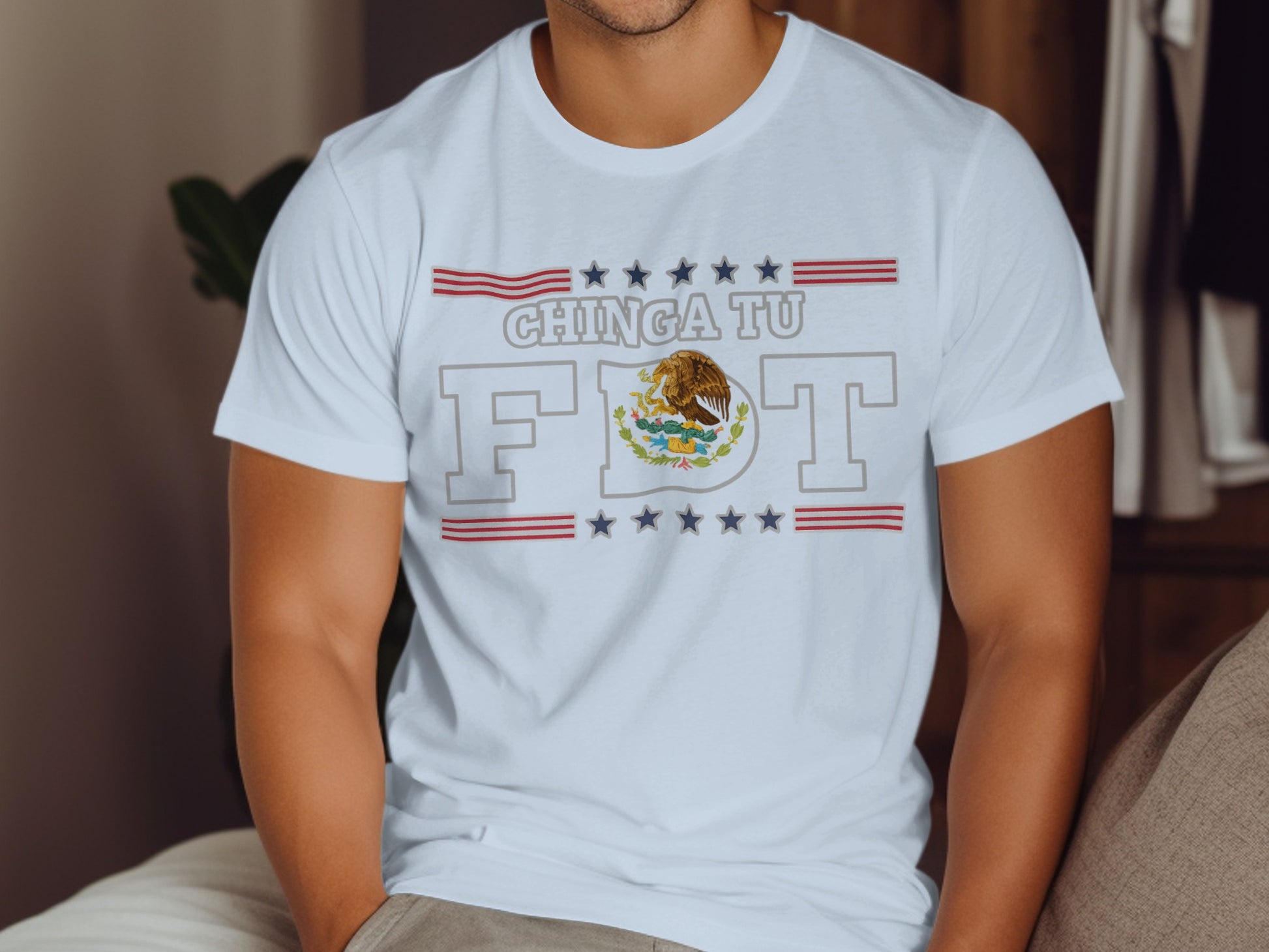 Chinga Tu FDT Graphic White Casual Tee Shirt product