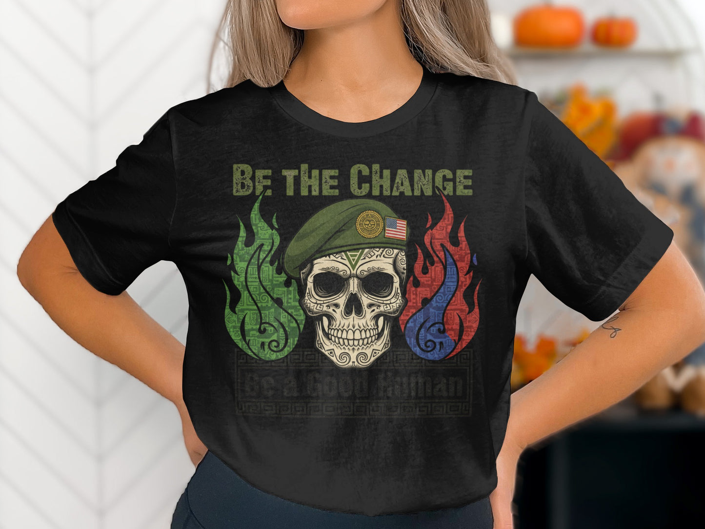 Be The Change Skull Graphic Tee Shirt