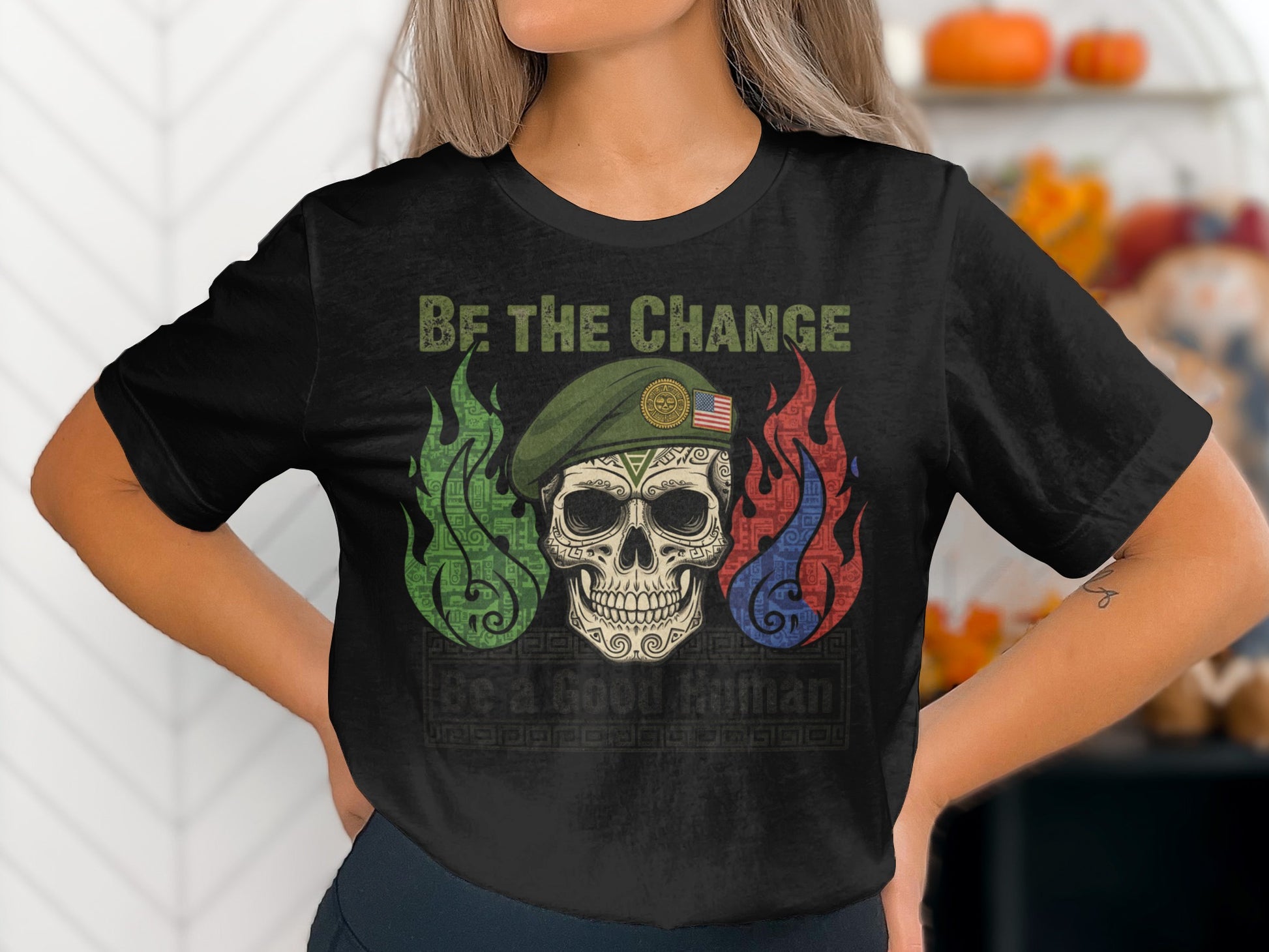 Be The Change Skull Graphic Tee Shirt