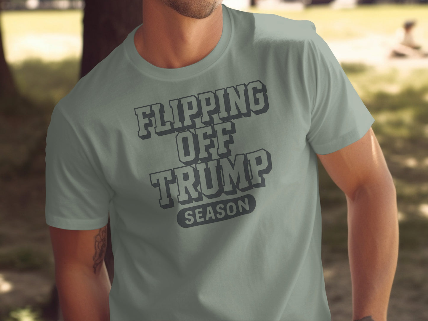 Flipping Off Trump Season Graphic Tee Stylish Design