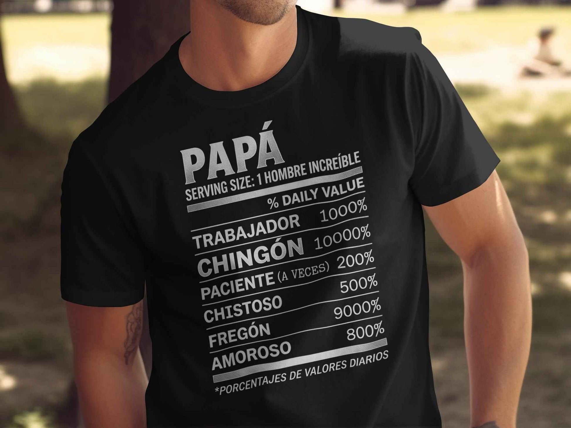 Dia de los Padres: Papa Humor Facts Tee Chingón Papá Daily Values Premium Tee