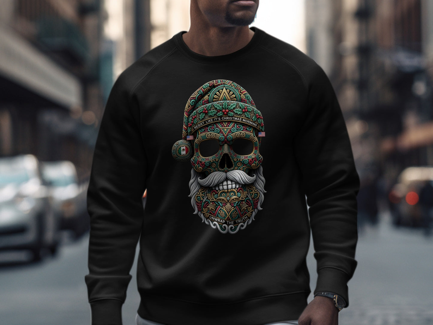 Santa Skull Ugly Christmas Sweatshirt Apparel
