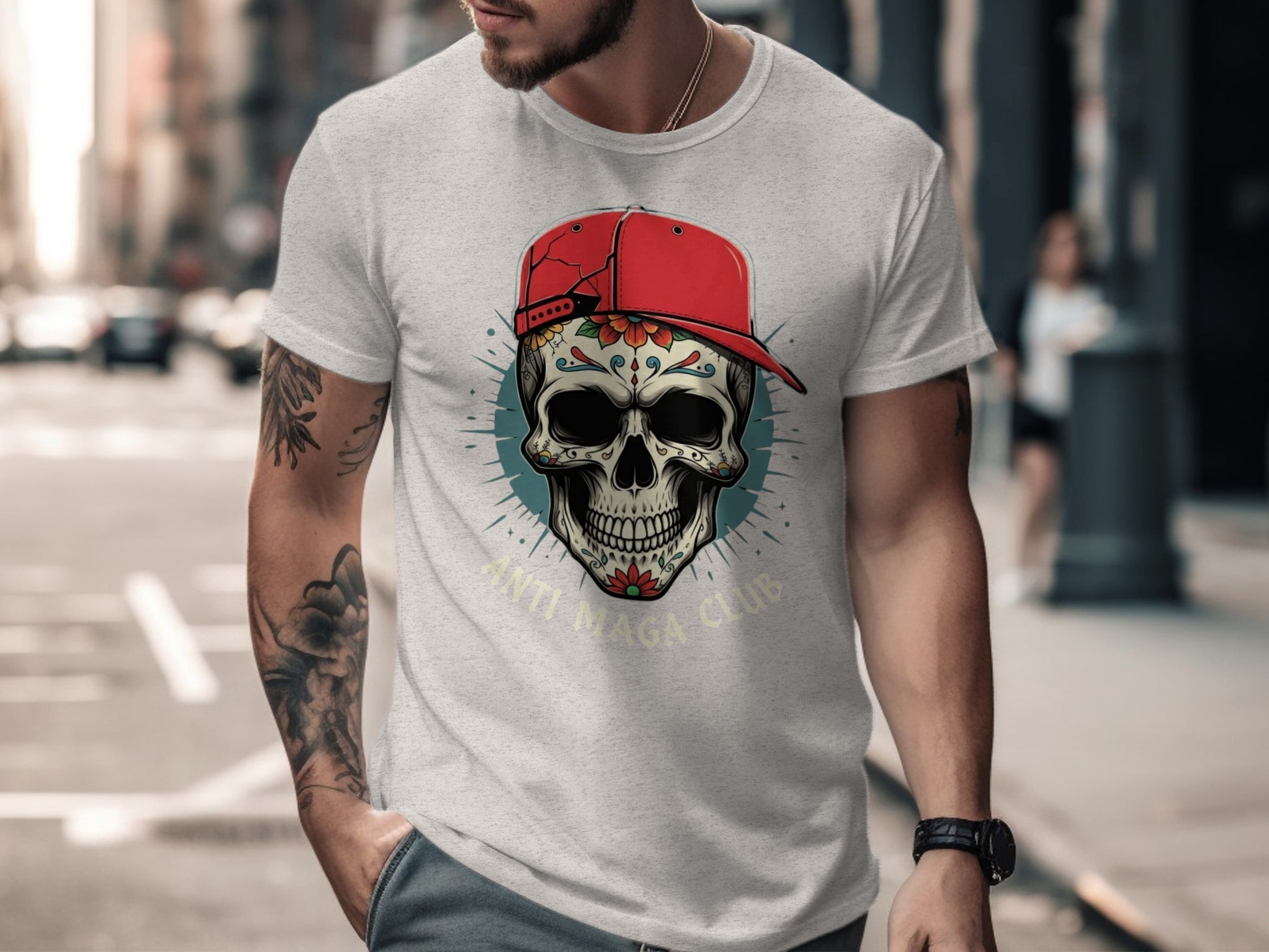Anti Maga Club Skull with Cap Graphic Tee product