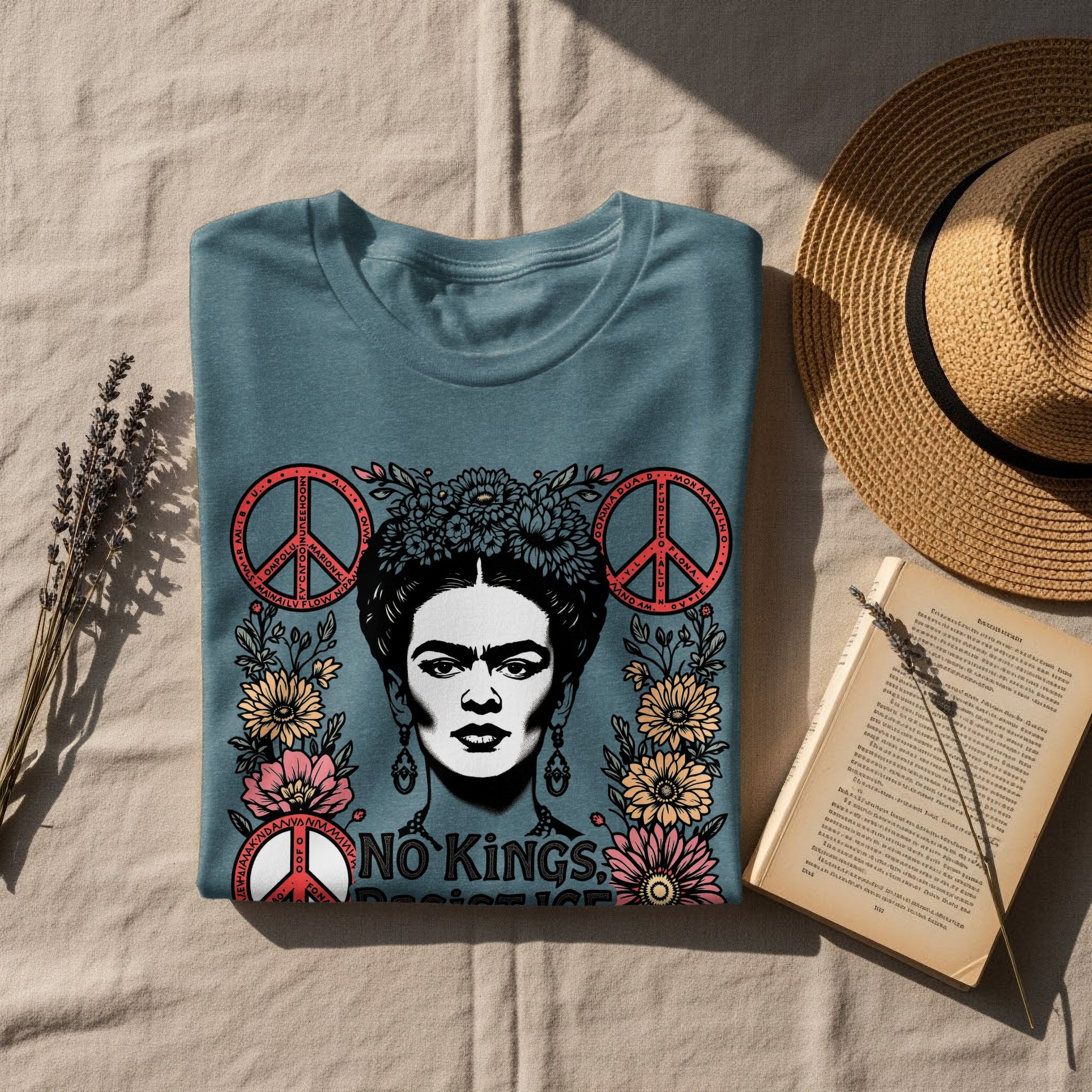 No Kings Peace Sign Flower Frida Graphic T-Shirt product