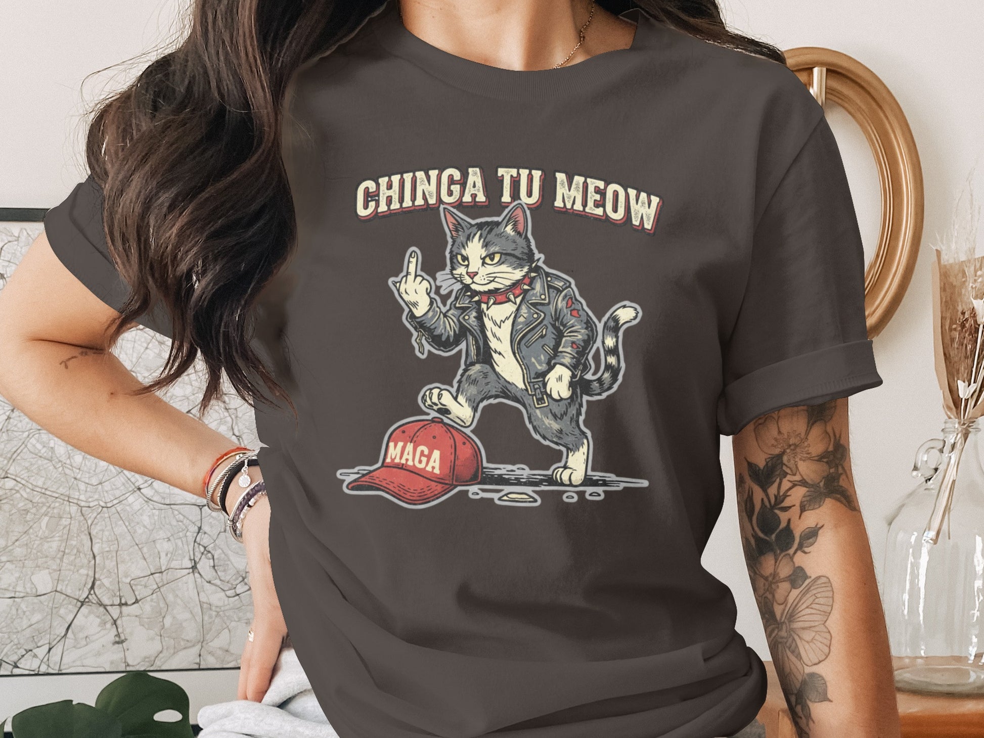 CHINGA TU MEOW MAGA Cat Middle Finger Jacket product type