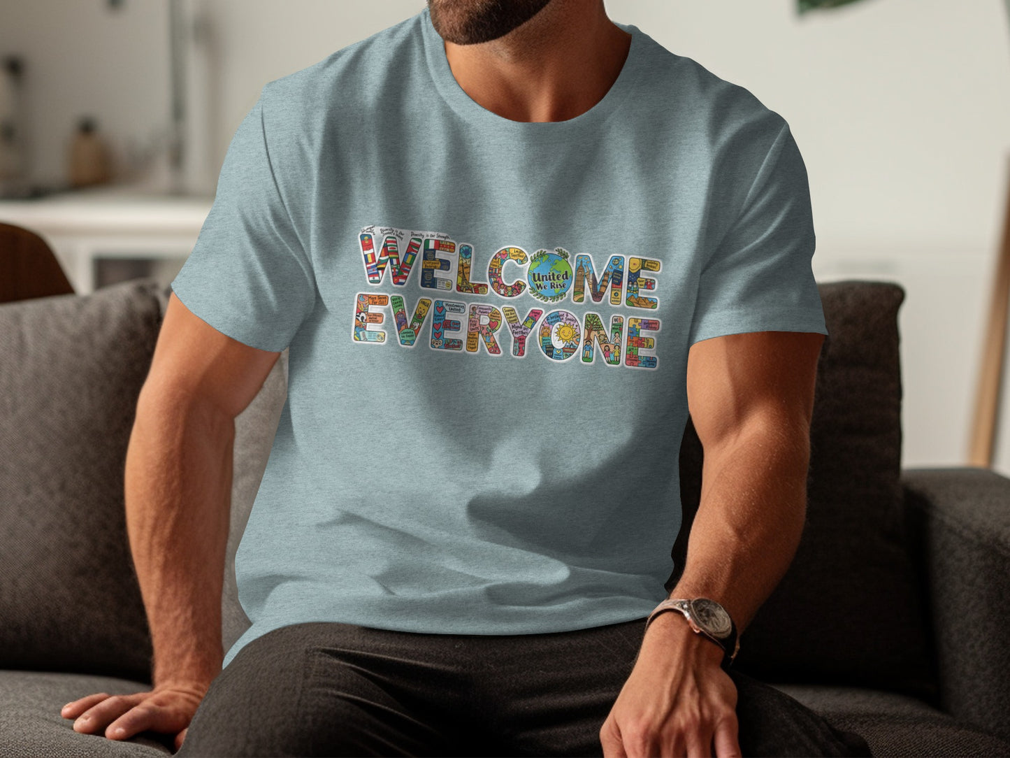 Welcome Everyone Colorful Letters Design Shirt