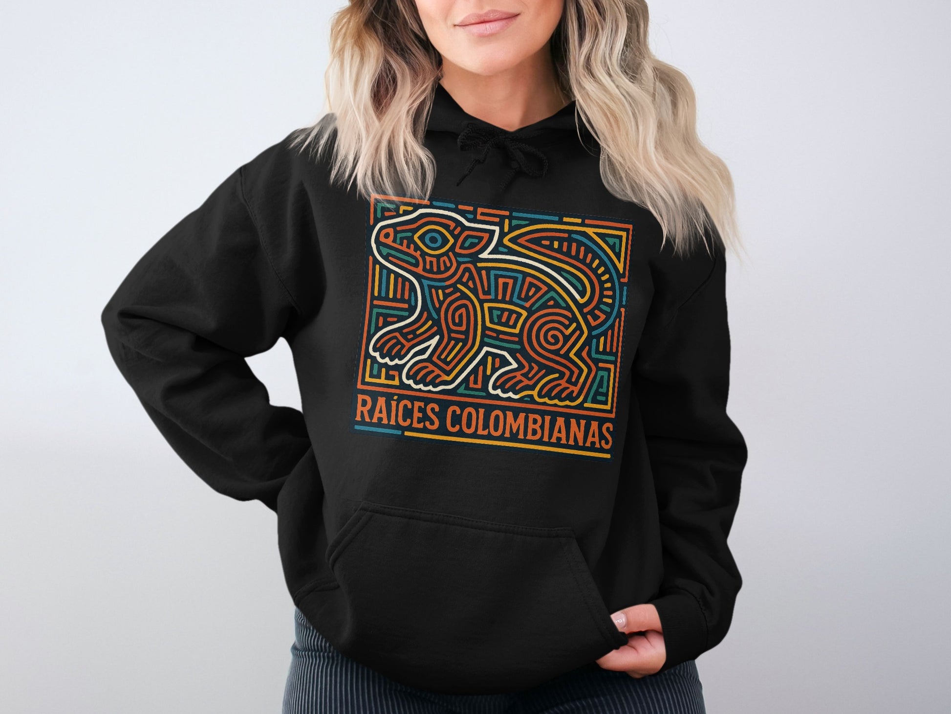 Raíces Colombianas Hoodie Colorful Lizard Design product type