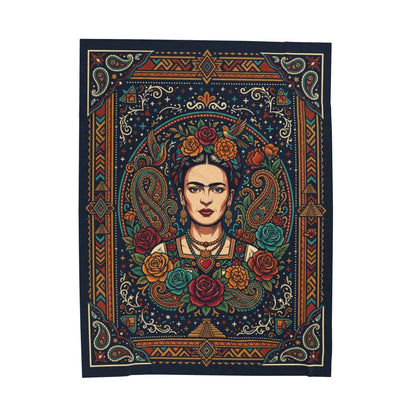 Frida Kahlo Blankets, Mexican Folk Art Floral Throw, Vibrant Iconic Artist Blanket, Cultural Decor, Aztec Paisley Home Blankets