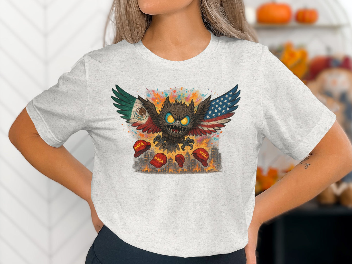 Vintage Style Owl Graphic Tee with Unique Design Shirt Product