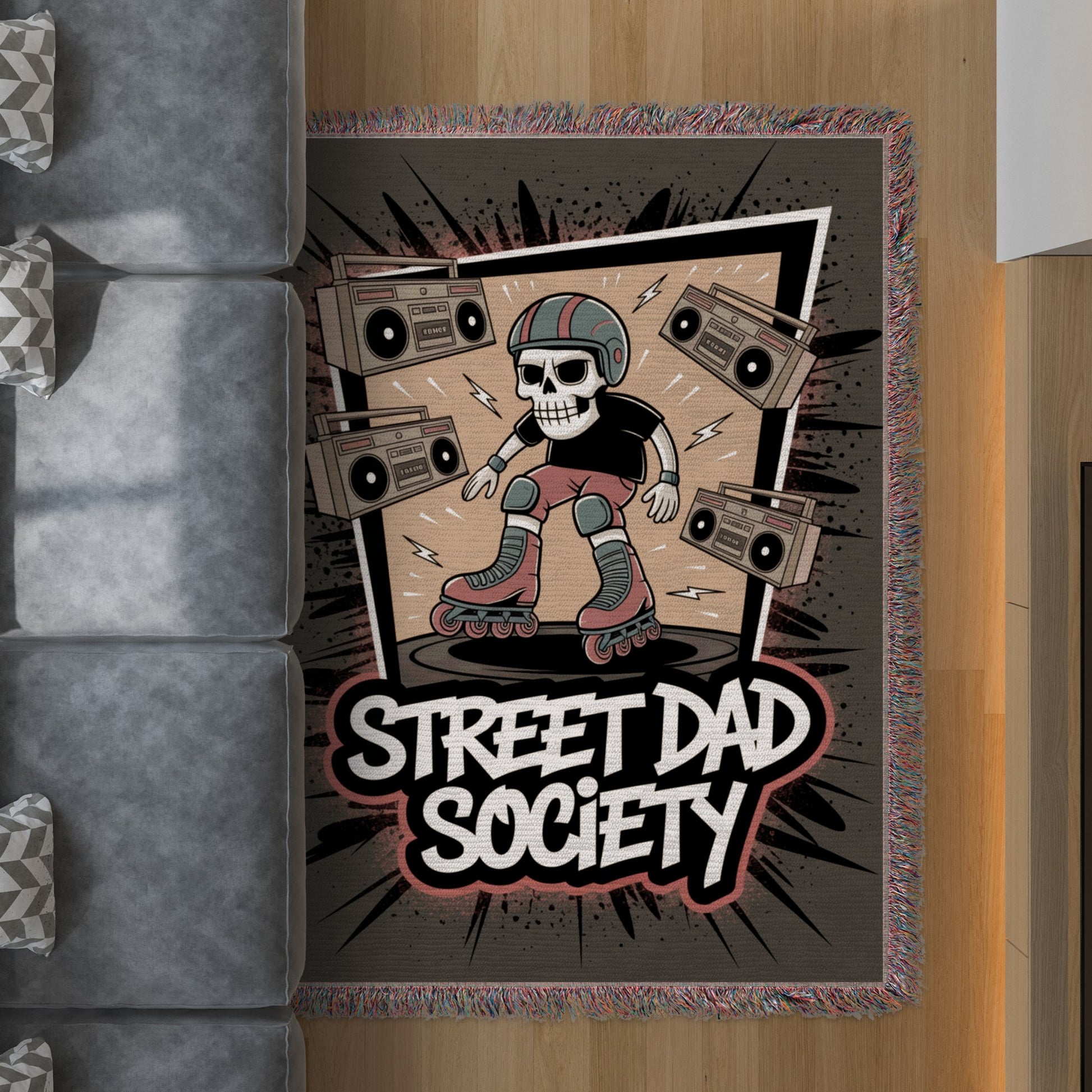 Street Dad Society Skull Roller Skating Rug product