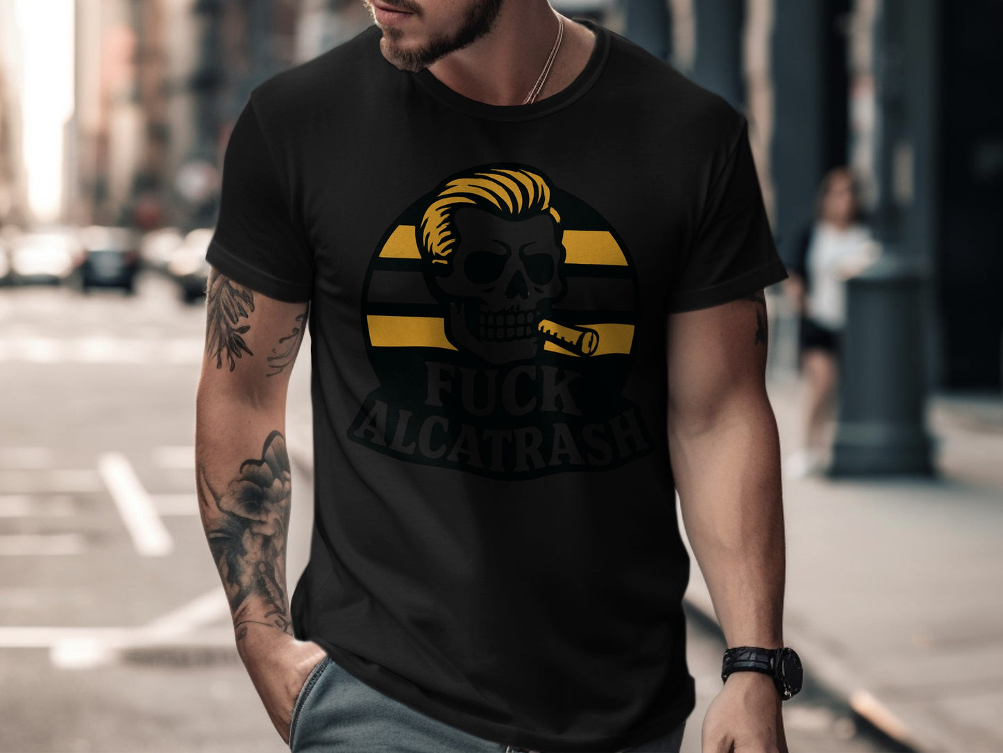 Edgy Skull Graphic Tee with Bold Statement product type