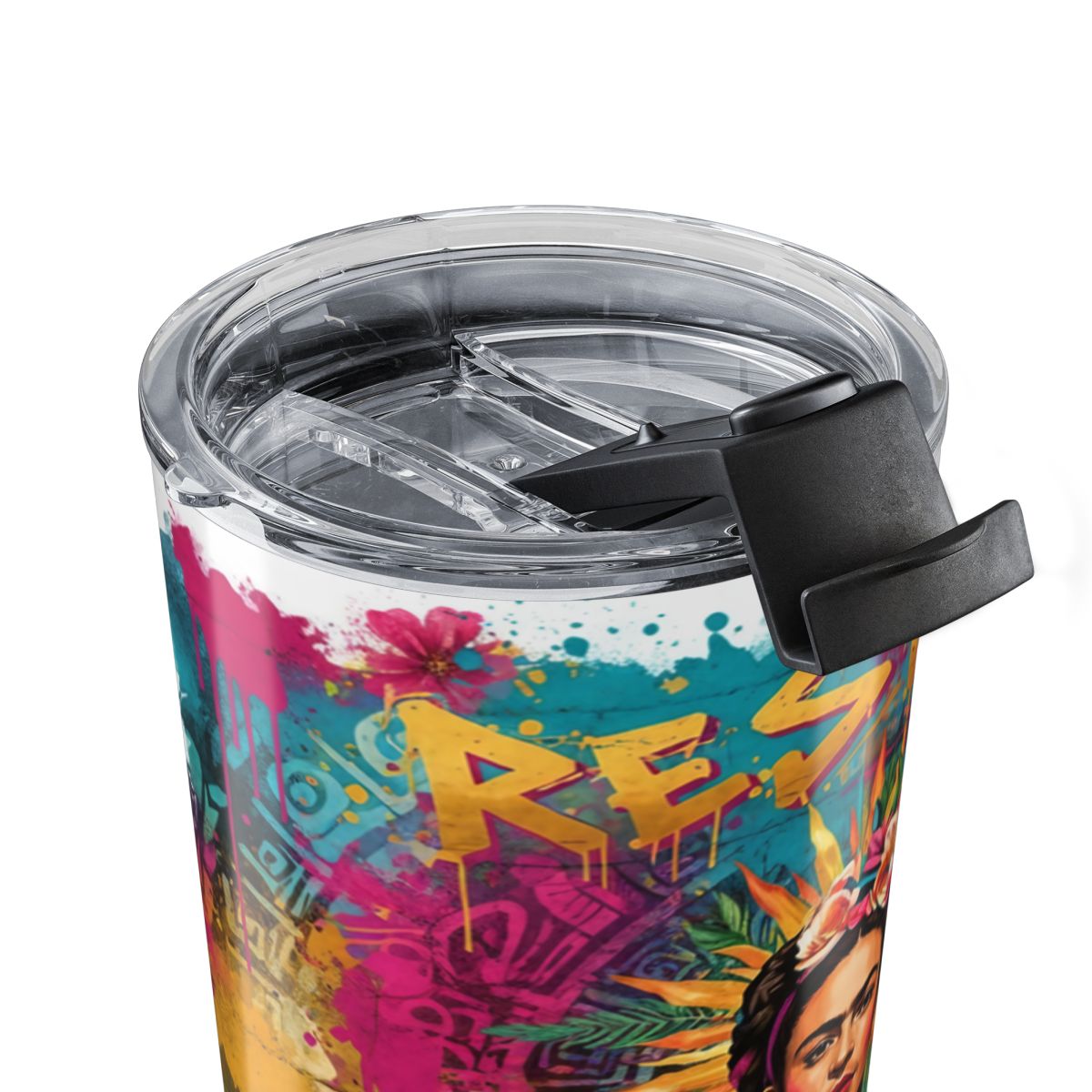 Colorful Artistic Design Travel Tumbler with Flip Lid