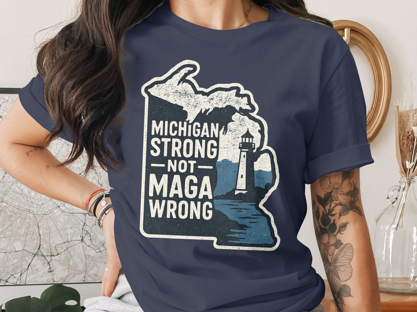 Michigan Strong Not MAGA Wrong Statement Shirt product