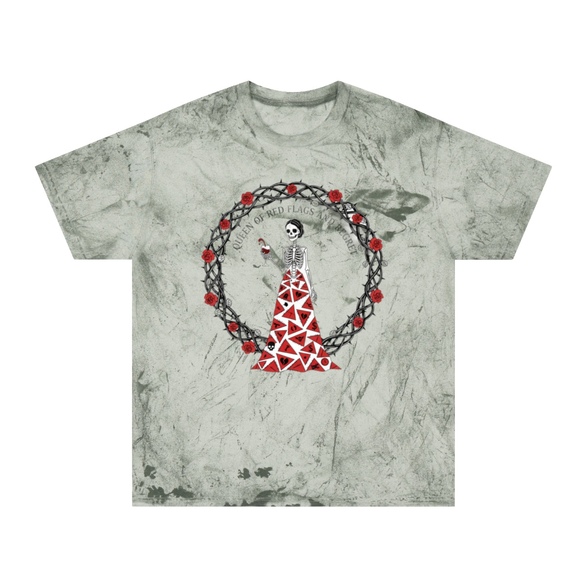 Queen of Red Flags and Regret Skeleton T-Shirt