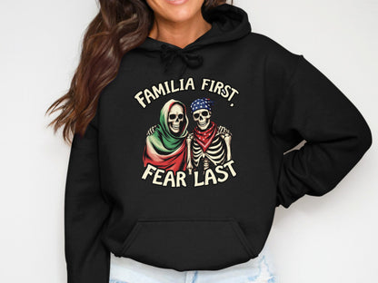 Familia First Fear Last Skeleton Themed Hoodie Product