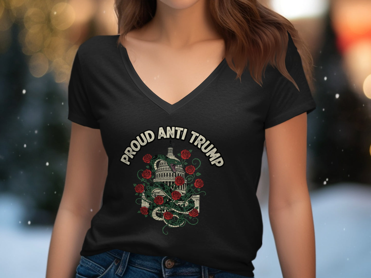 Proud Anti Trump V-Neck Shirt Graphic product type