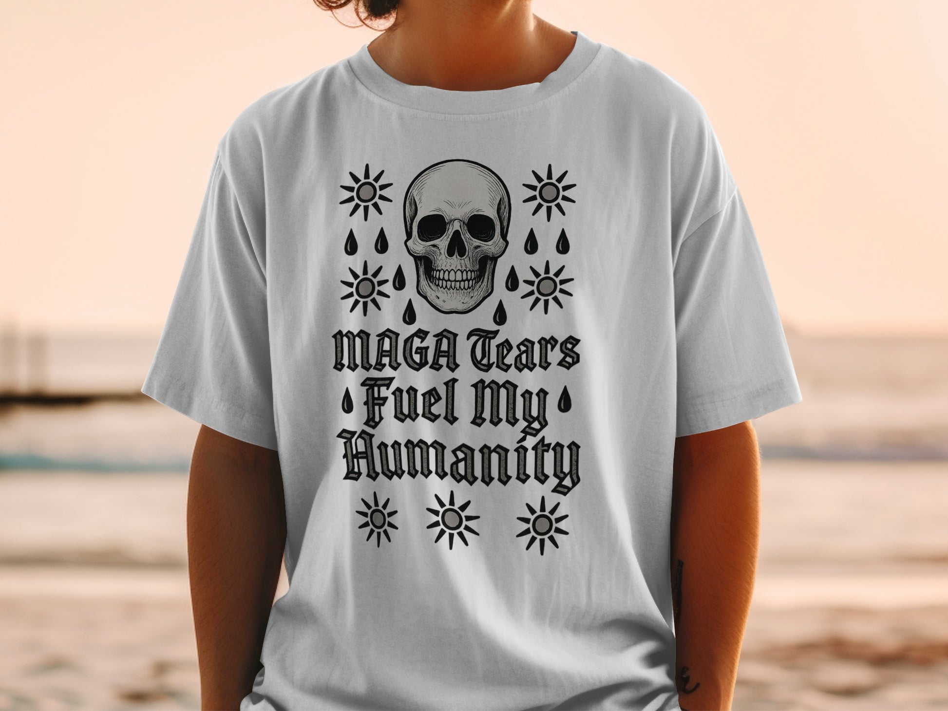 MAGA Tears Fuel My Humanity Skull Graphic Shirt