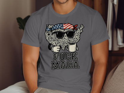 Patriotic Cat with Mug Fuck Maga T-shirt product