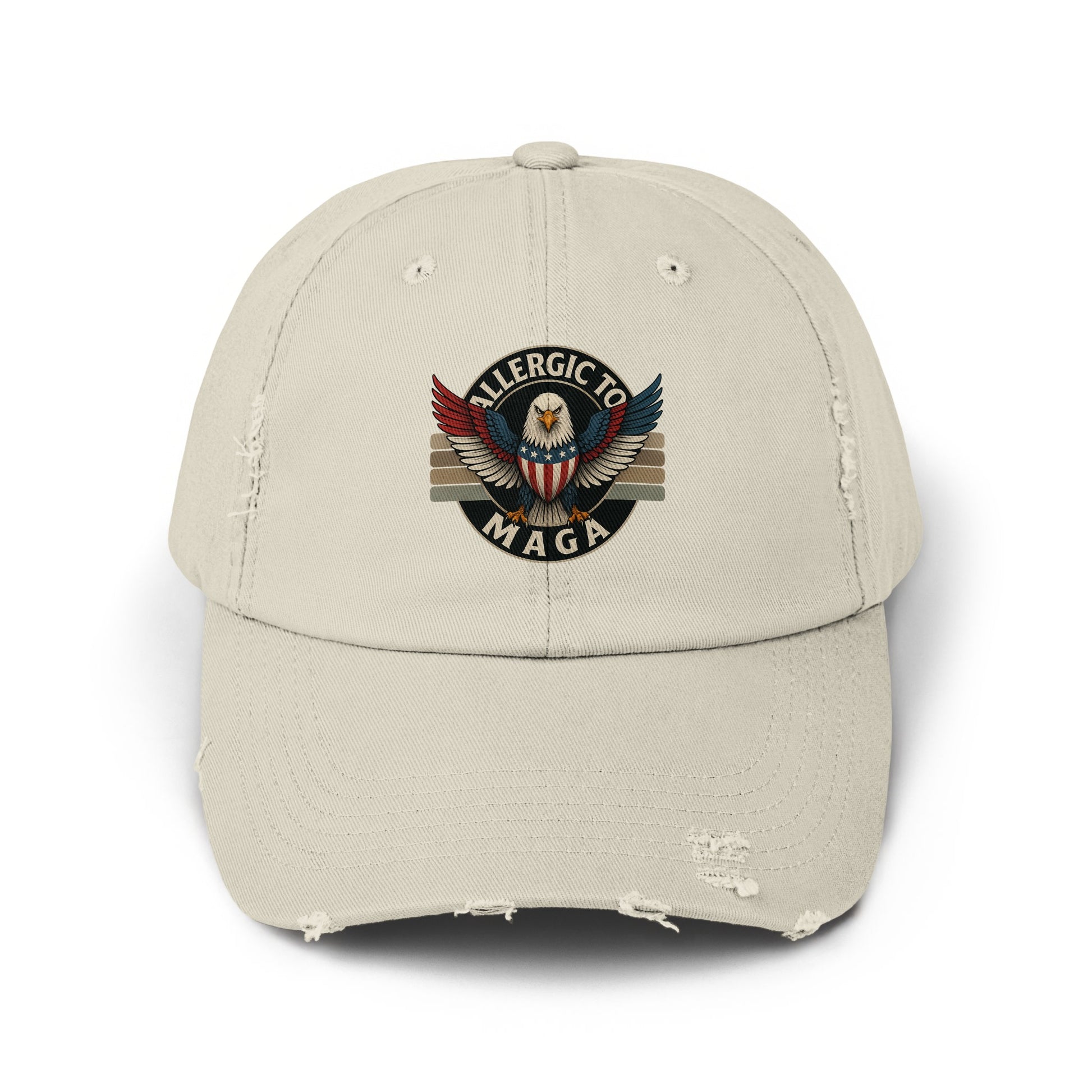 Allergic to MAGA Embroidered Distressed Baseball Cap product type