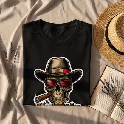 Stylish Skull Cowboy Hat Smoking Cigar Artistic T-shirt product