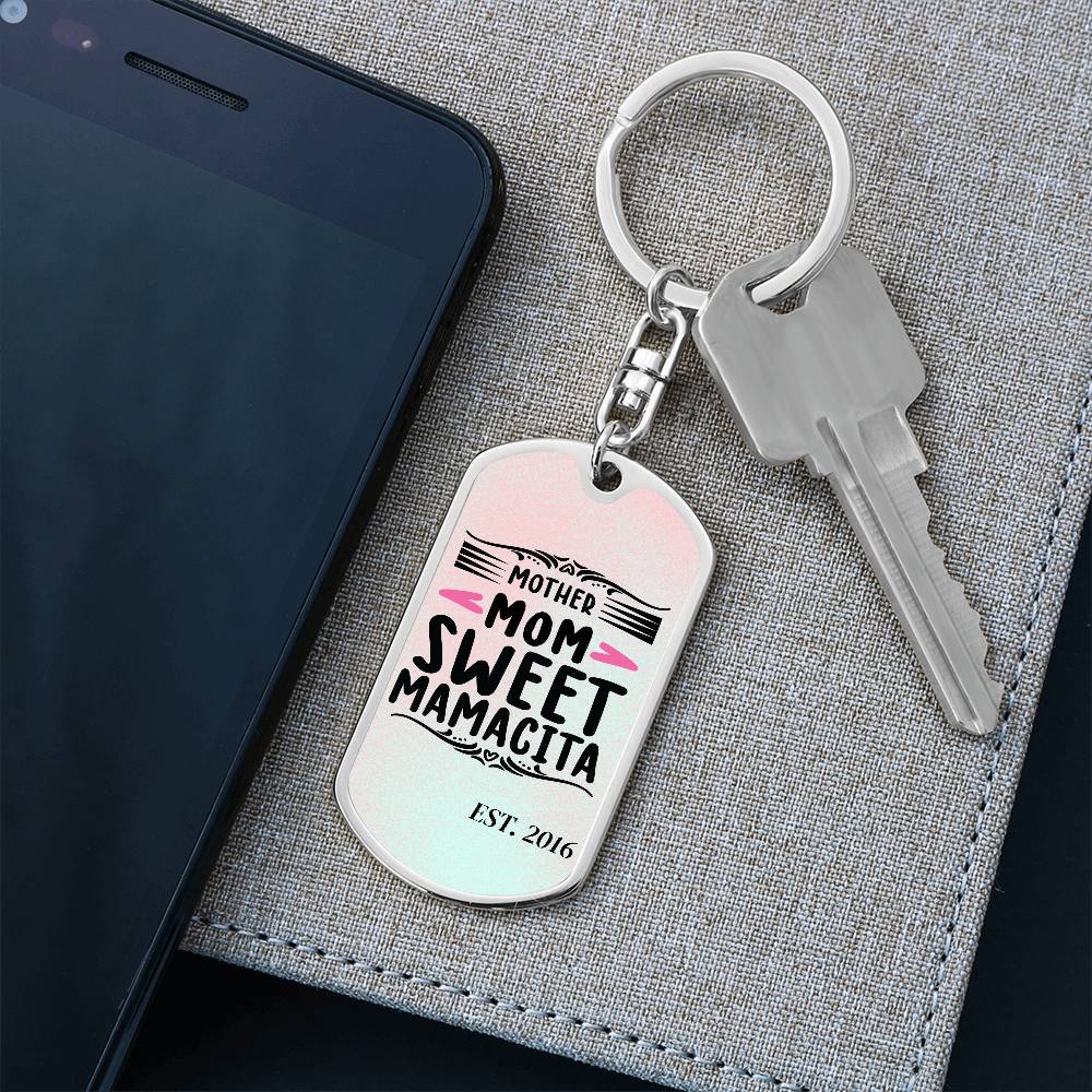 Custom Personalized Gift For Mom, Dog Tag with Swivel Keychain USA Made