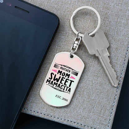 Custom Personalized Gift For Mom, Dog Tag with Swivel Keychain USA Made