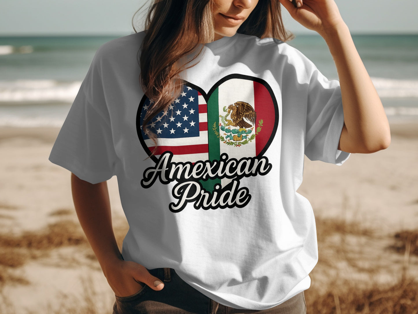 American Mexican Pride Heart Flag Graphic Shirt product type
