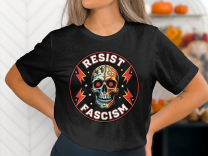 Resist Fascism Skull Graphic Tee Shirt product type