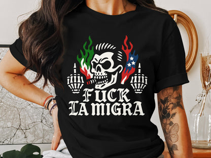 Bold Statement Fuck La Migra Skeleton Skull product