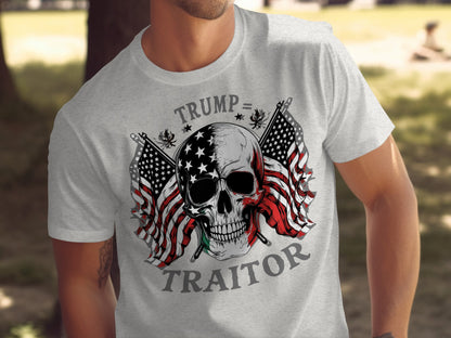 Trump Traitor Skull American Flags Graphic T-shirt product