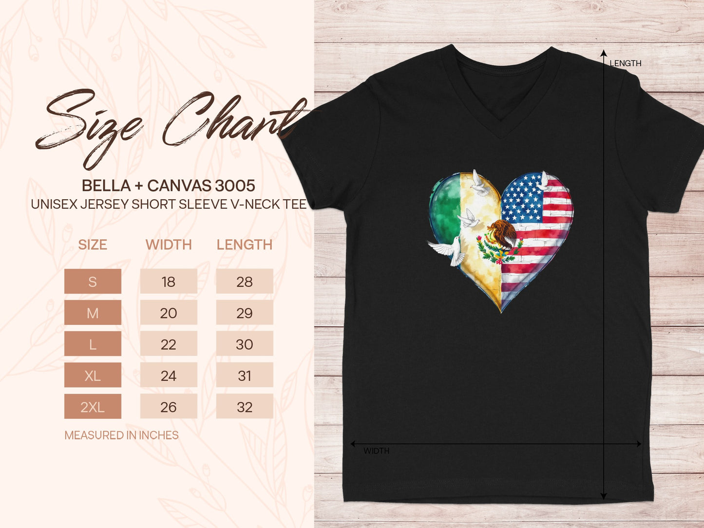 Mexican and American Flag Heart V-Neck T-Shirt product type