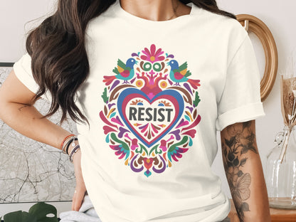 Resist Colorful Birds Floral Heart Motif product type