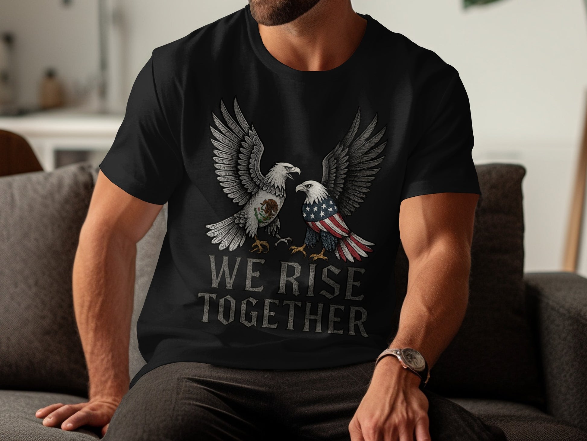 We Rise Together with Two Eagles Graphic Design Shirt