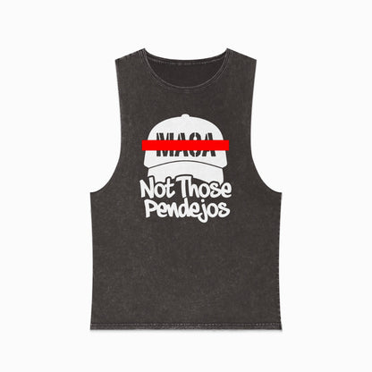 Black muscle t-shirt with white NASA logo and "Not Those Pendejos" text.