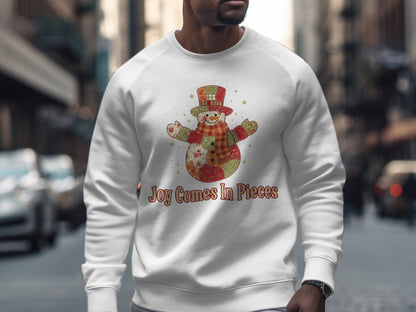 Joy Comes In Pieces Snowman Graphic Sweatshirt