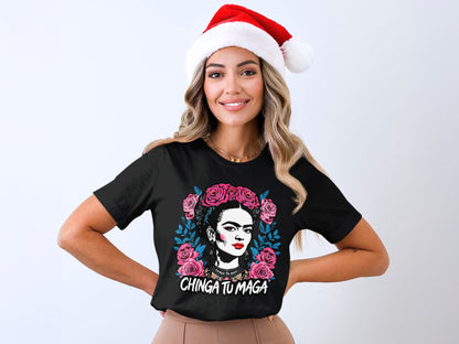 Chinga Tu Maga Festive Tee with Floral Design