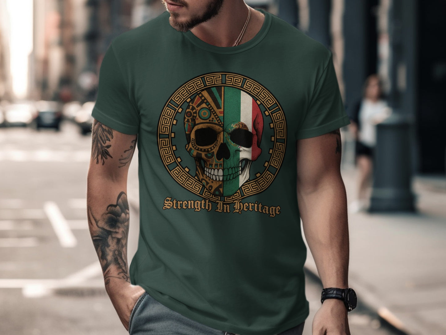 Strength in Heritage Skull Design T-shirt