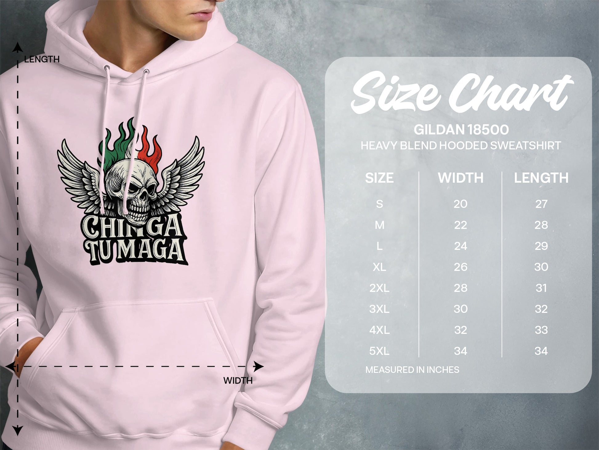 Winged Skull with Flames Printed Hoodie product