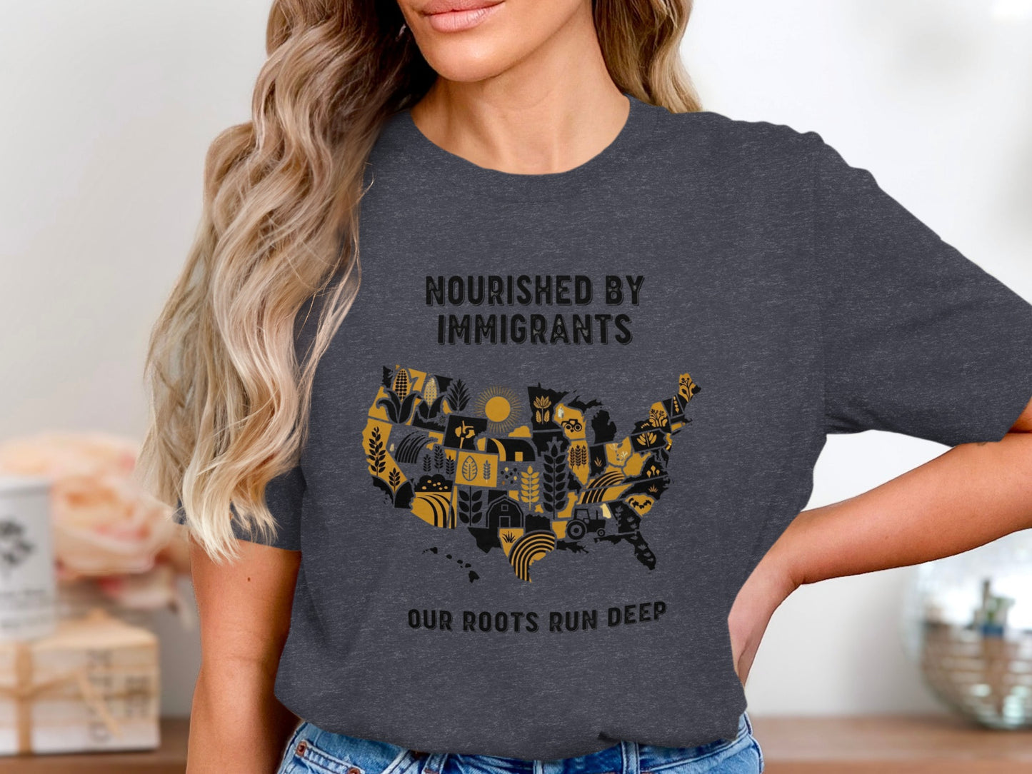 Nourished by Immigrants Our Roots Run Deep shirt product