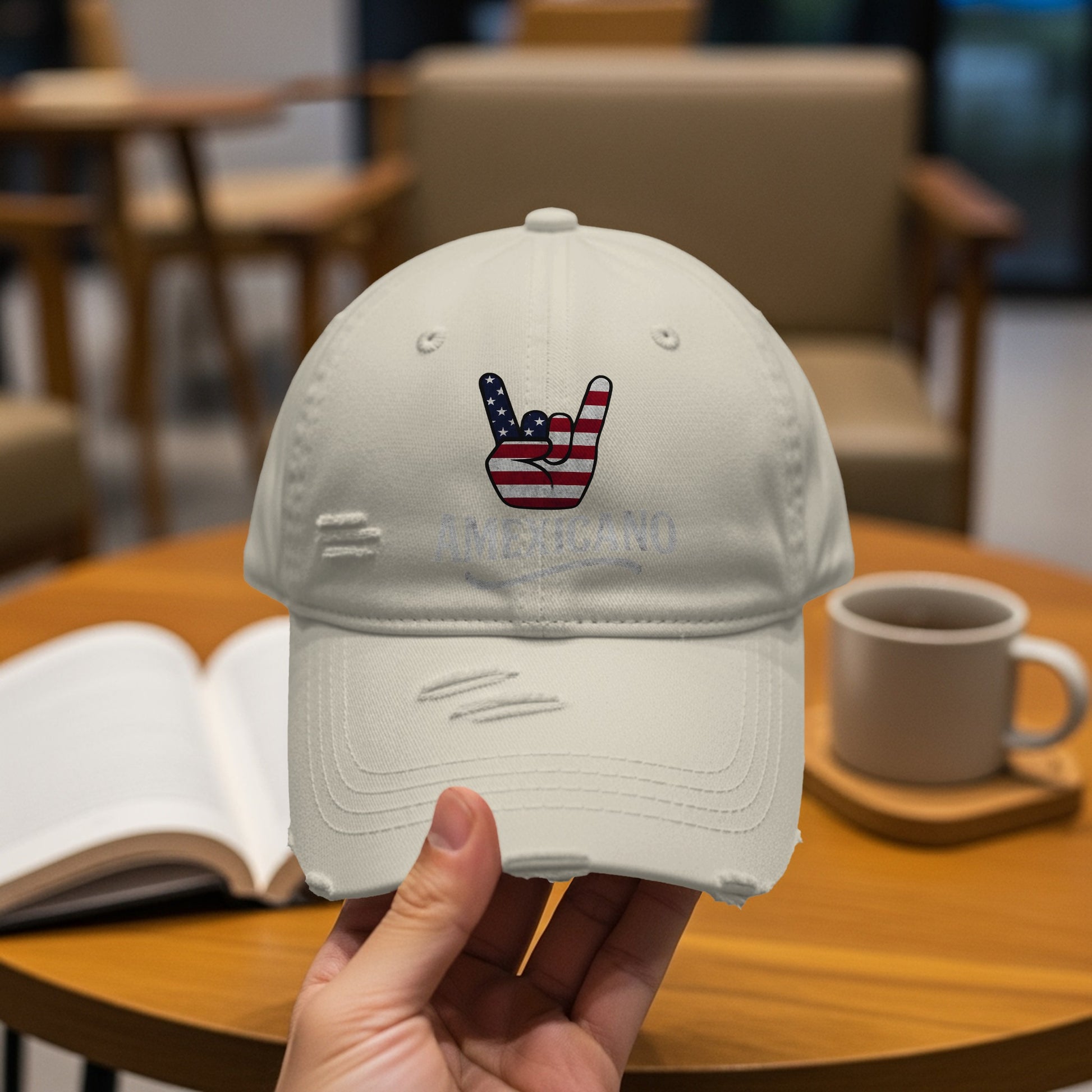 Distressed Vintage Cap with USA Flag Embroidery product type