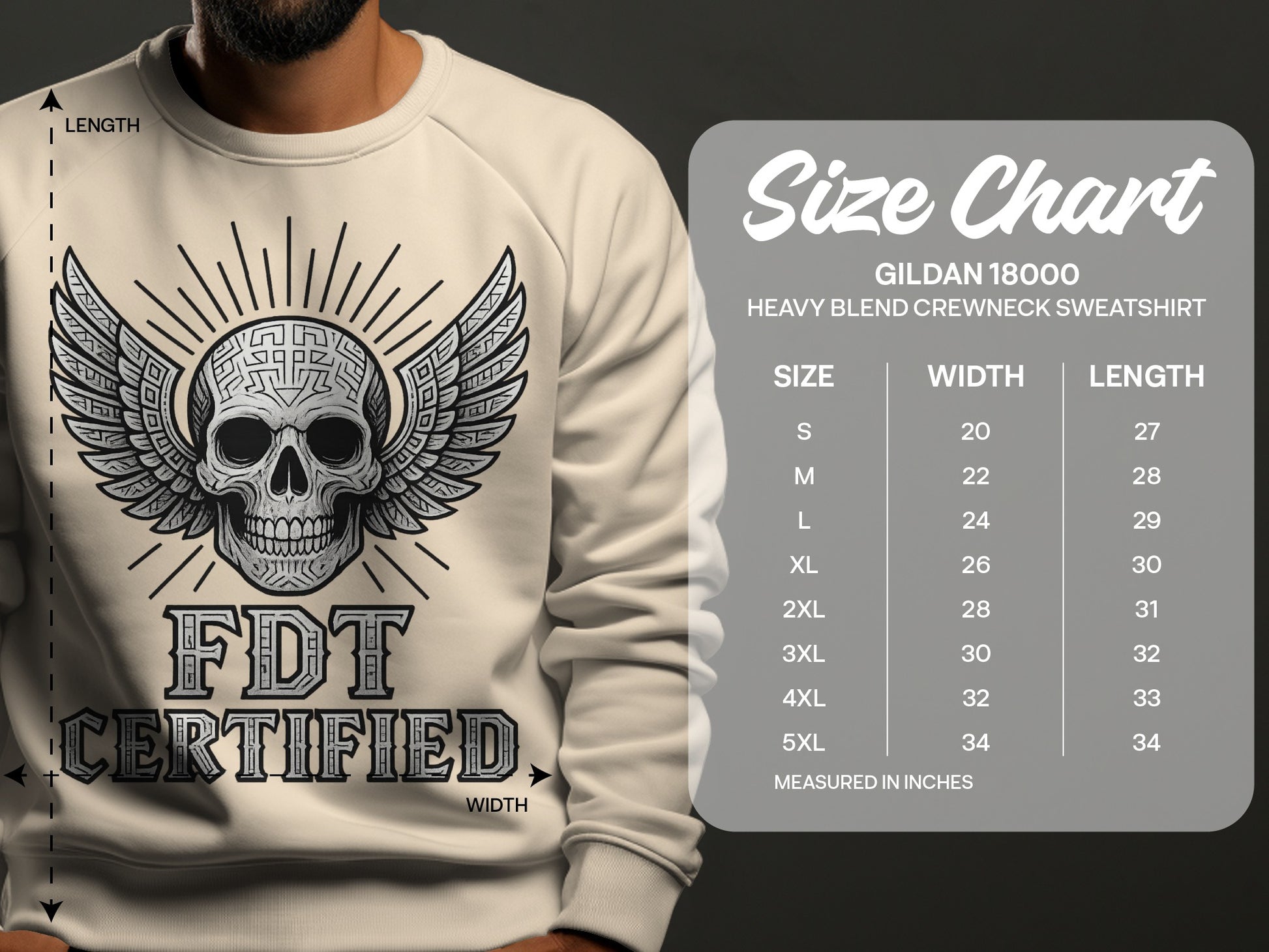 FDT Certified Skull Graphic Heavy Blend Crewneck Sweatshirt