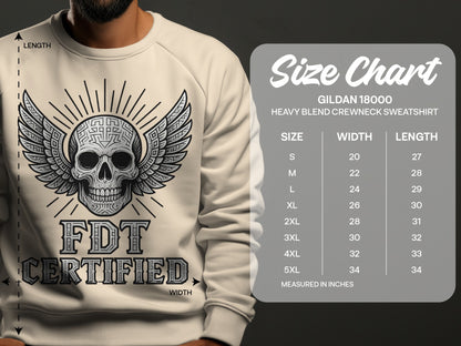 FDT Certified Skull Graphic Heavy Blend Crewneck Sweatshirt