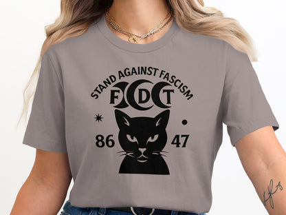 Stand Against Fascism FCCT Cat Design T-Shirt