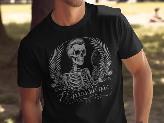 El narcisista nice skeleton with mirror t-shirt product