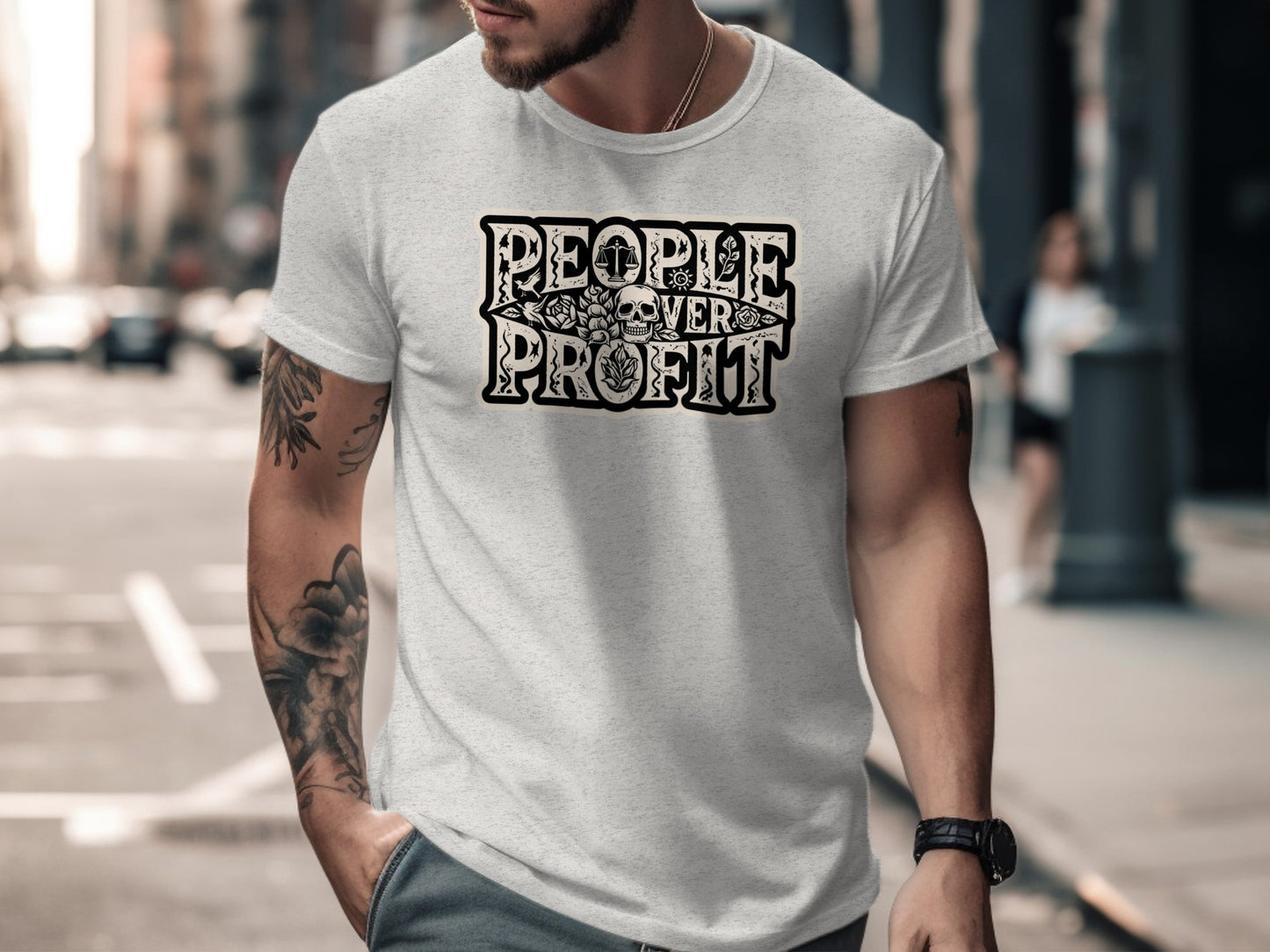 People Over Profit Graphic Design T-Shirt